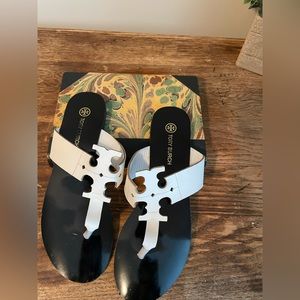 Tory Burch white flat sandals